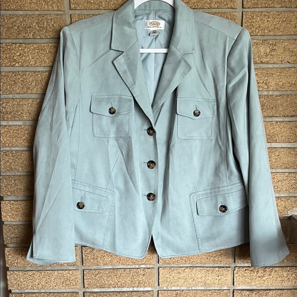 Talbots Light Mint Green Tailored Button Blazer - image 1